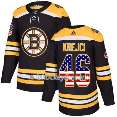 Mænd NHL Boston Bruins Trøje David Krejci 46 Adidas 2017-2018 Sort USA Flag Fashion Authentic